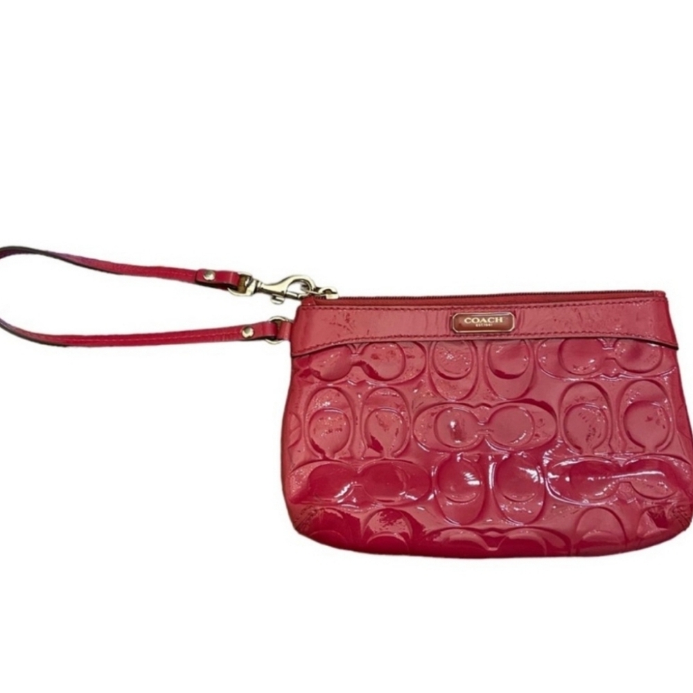 COACH Red Patent Leather Signature Wristlet